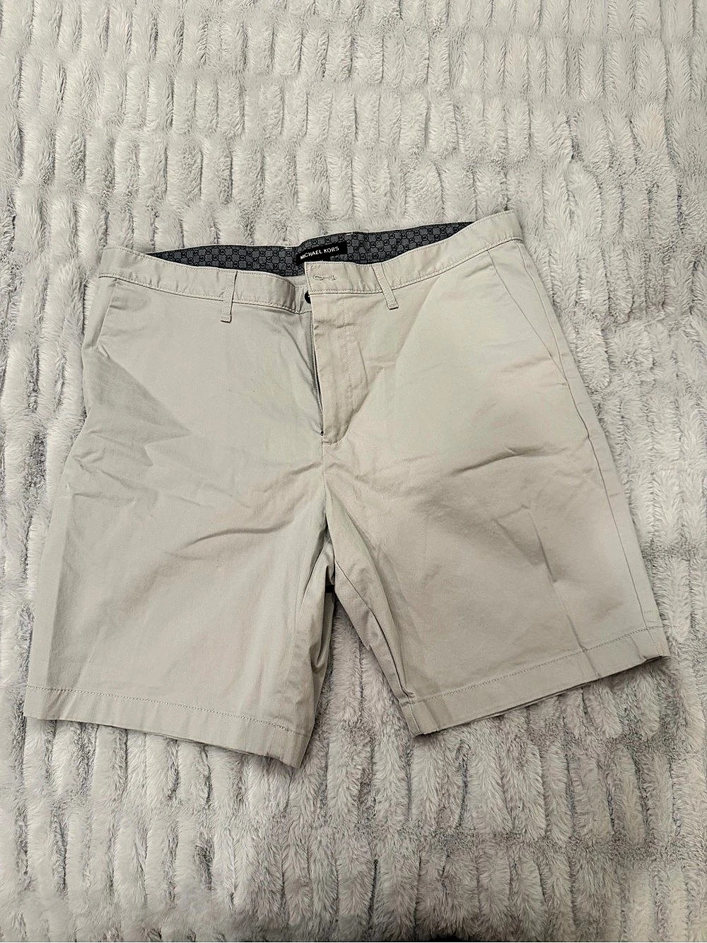 Michael Kors Men's Stretch Cotton Chino Shorts White Waist 36